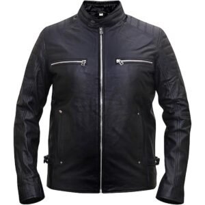 Giacca in pelle nera da uomo in stile Cafe Racer