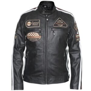 Giacca in pelle di pecora nera American Classic Urban Motors da uomo
