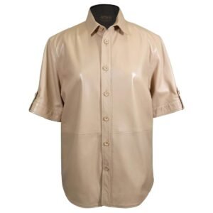 Giacca in pelle di pecora a maniche corte da donna, bianca