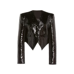 Top corto in pelle vegana esotica da donna