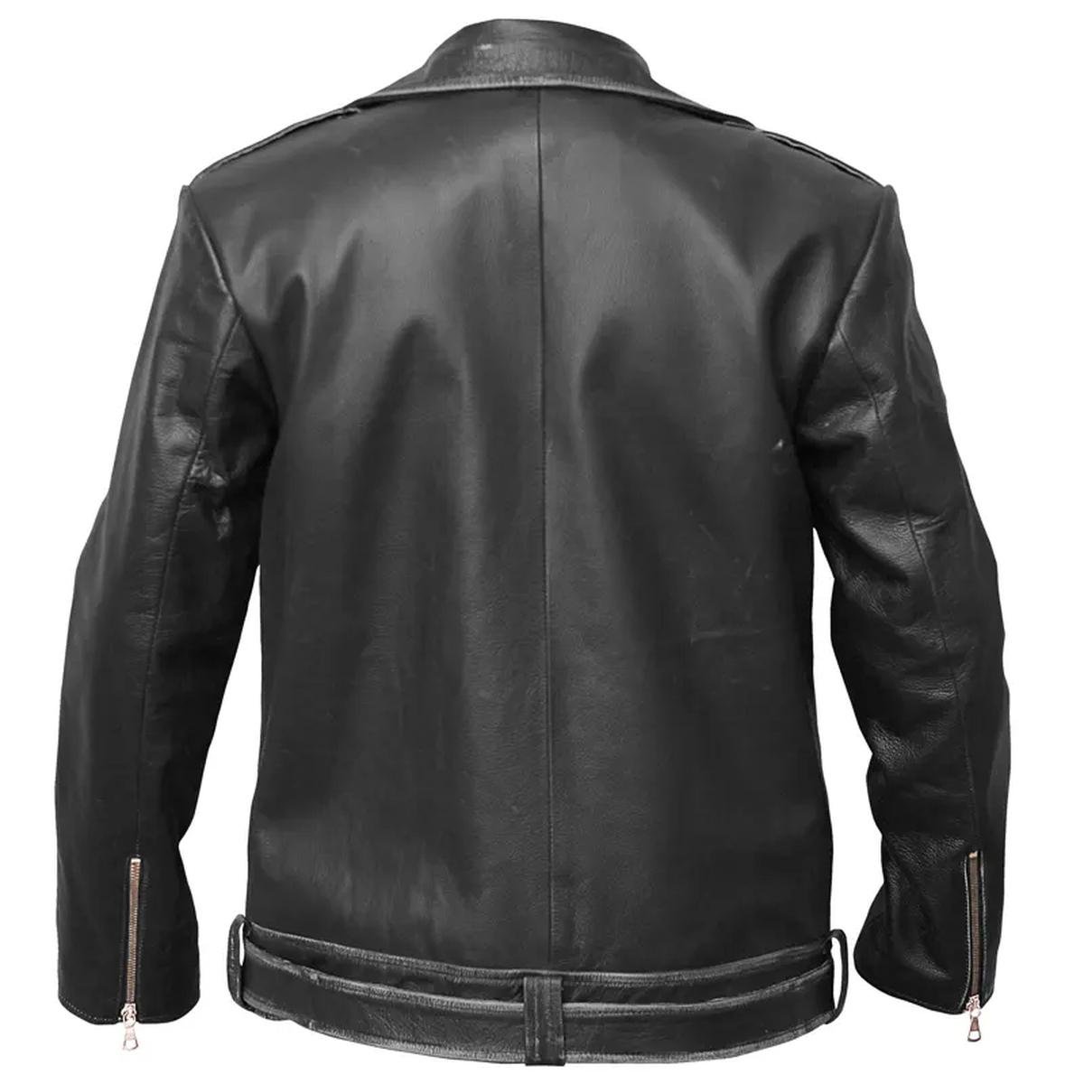 Brando-Motorcycle-Biker-Black-Leather-Jacket.jpeg Giacca da motociclista in pelle con cerniera asimmetrica da uomo
