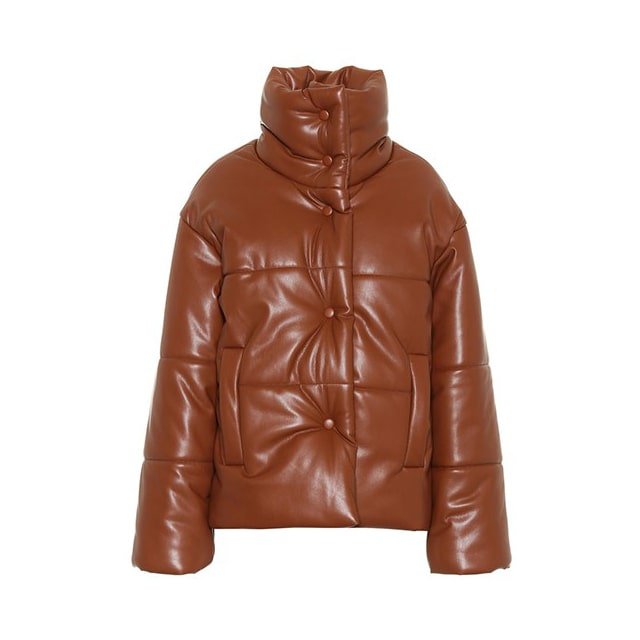 Brown-Down-Filled-Hooded-Puffer-Jacket-1.jpg Piumino con cappuccio imbottito in piuma marrone