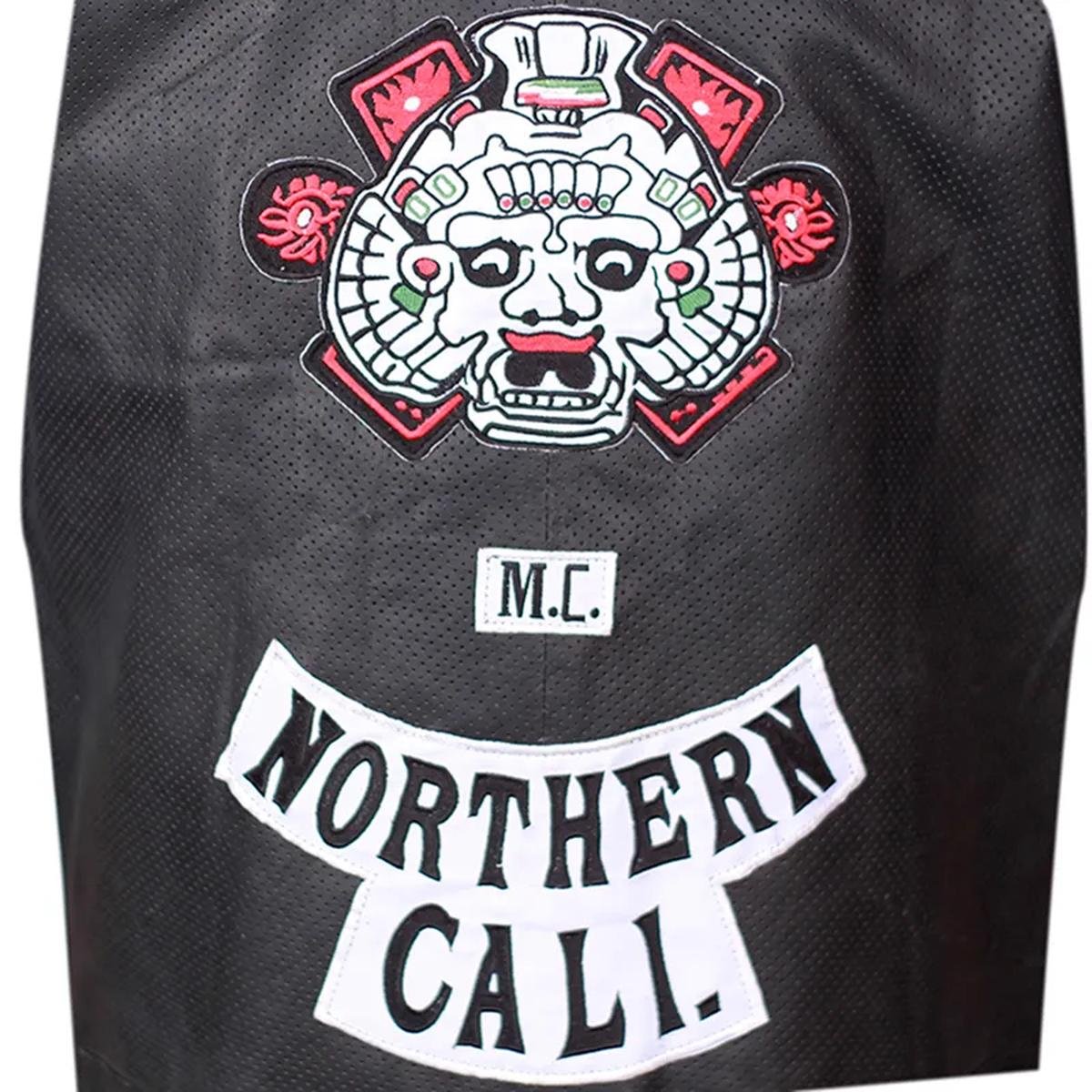 Buy-Ezekiel-EZ-Reyes-Mayans-M.C.-JD-Pardo-Leather-Vest-Leather-vest.jpeg Gilet in pelle di pecora nera da uomo