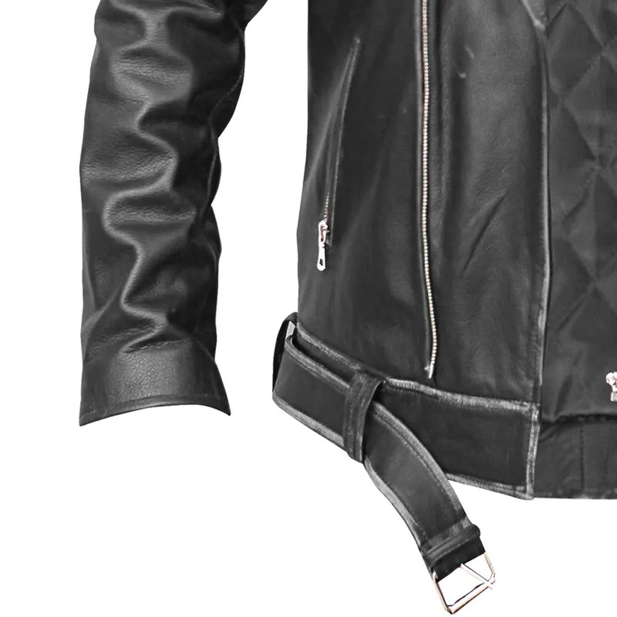 Cafe-Racer-Brando-Motorcycle-Black-Real-Leather-Jacket.jpeg Giacca da motociclista in pelle con cerniera asimmetrica da uomo