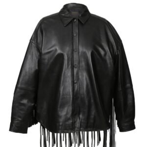 Giacca in pelle di pecora con frange da cowgirl da donna