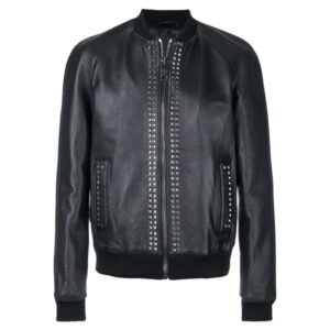 Giubbotto bomber con borchie metalliche di design