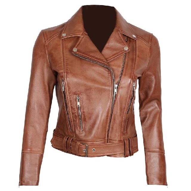 Elisa-Womens-Light-Brown-Leather-Jacket.jpg Giacca in pelle marrone chiaro da donna Elisa
