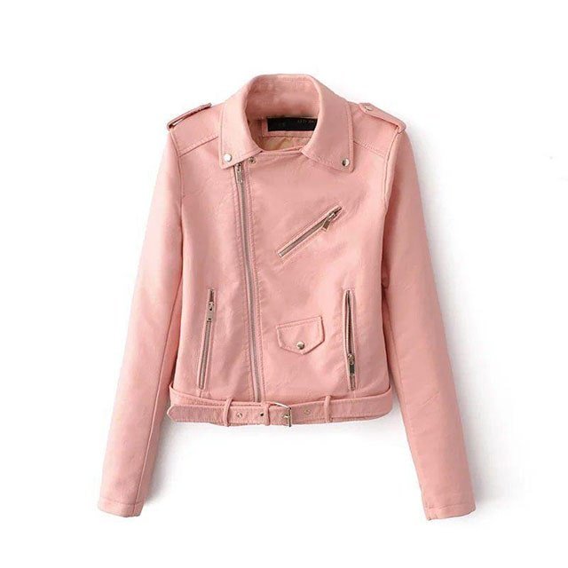 Exotic-Pink-Women-Classic-Motorcycle-Leather-Jacket-.jpg Giacca da motociclista classica in pelle rosa baby da donna