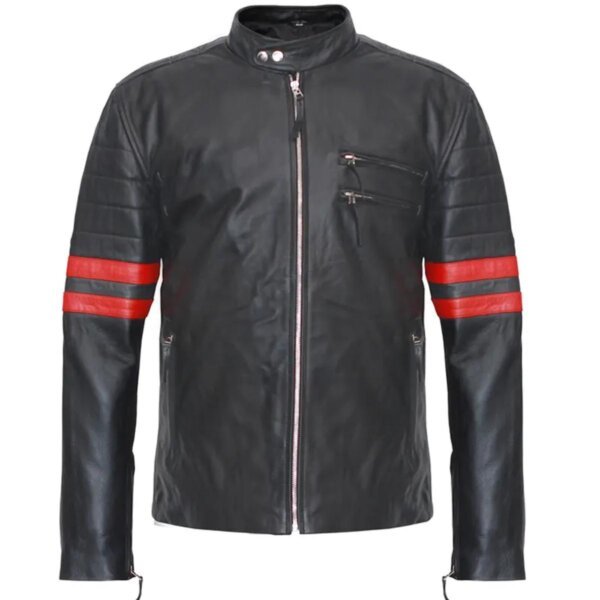 Hybrid-Fight-Club-Mayhem-Red-Stripe-Leather-Jacket-600x600-2.jpeg Giacca in pelle di pecora Hybrid Mayhem da uomo