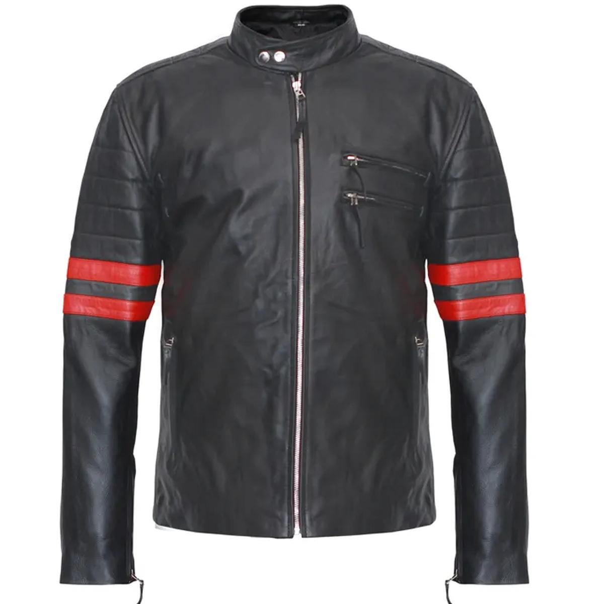 Hybrid-Fight-Club-Mayhem-Red-Stripe-Leather-Jacket.jpeg Giacca in pelle di pecora Hybrid Mayhem da uomo