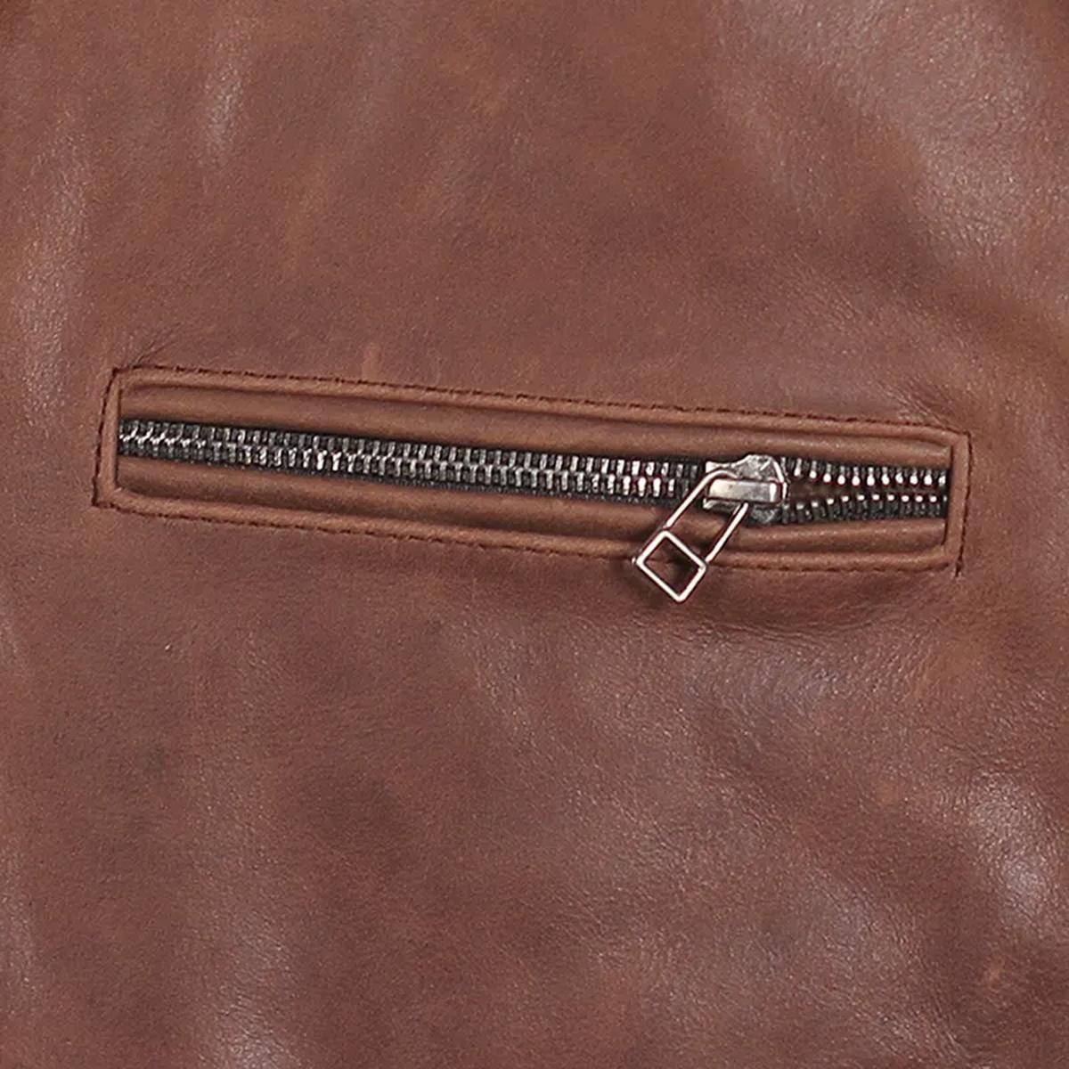 Joe-Rocket-Classic-92-Vintage-Brown-Leather-Motorcycle-Jacket-For-Men.jpeg Giacca da motociclista in pelle di pecora Classic 92 da uomo, marrone