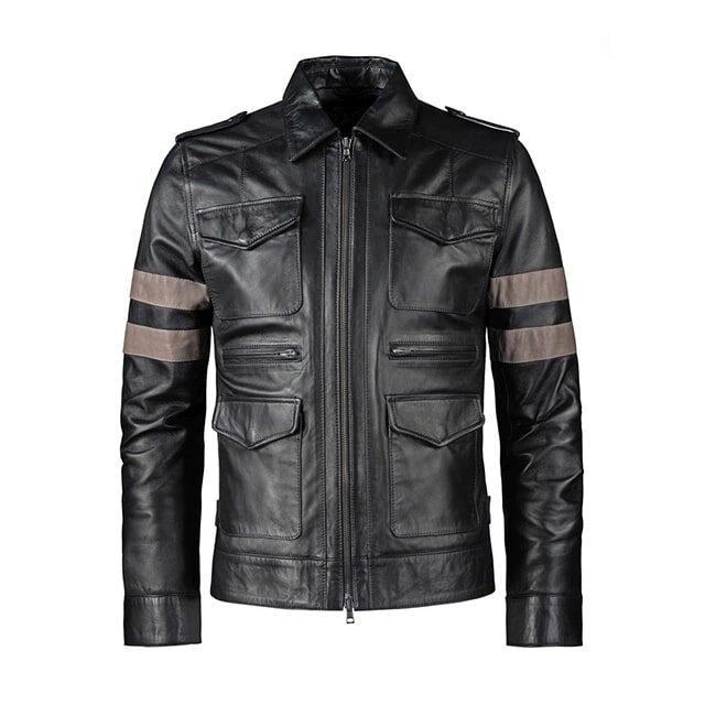 Leon-Kennedy-Leather-Jacket.jpg Giacca in pelle di pecora Leon Kennedy da uomo
