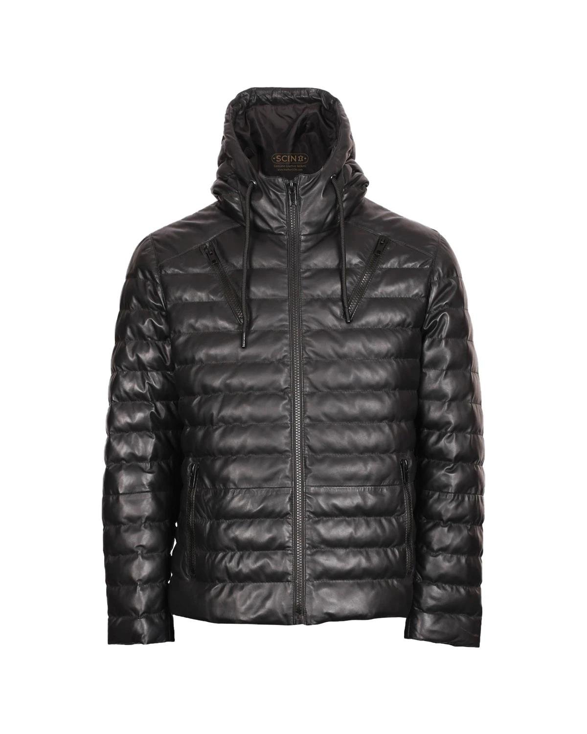 Logan_Hooded_Puffer_Leather_Jacket_47.jpeg Giacca in pelle di pecora con cappuccio da uomo, nera