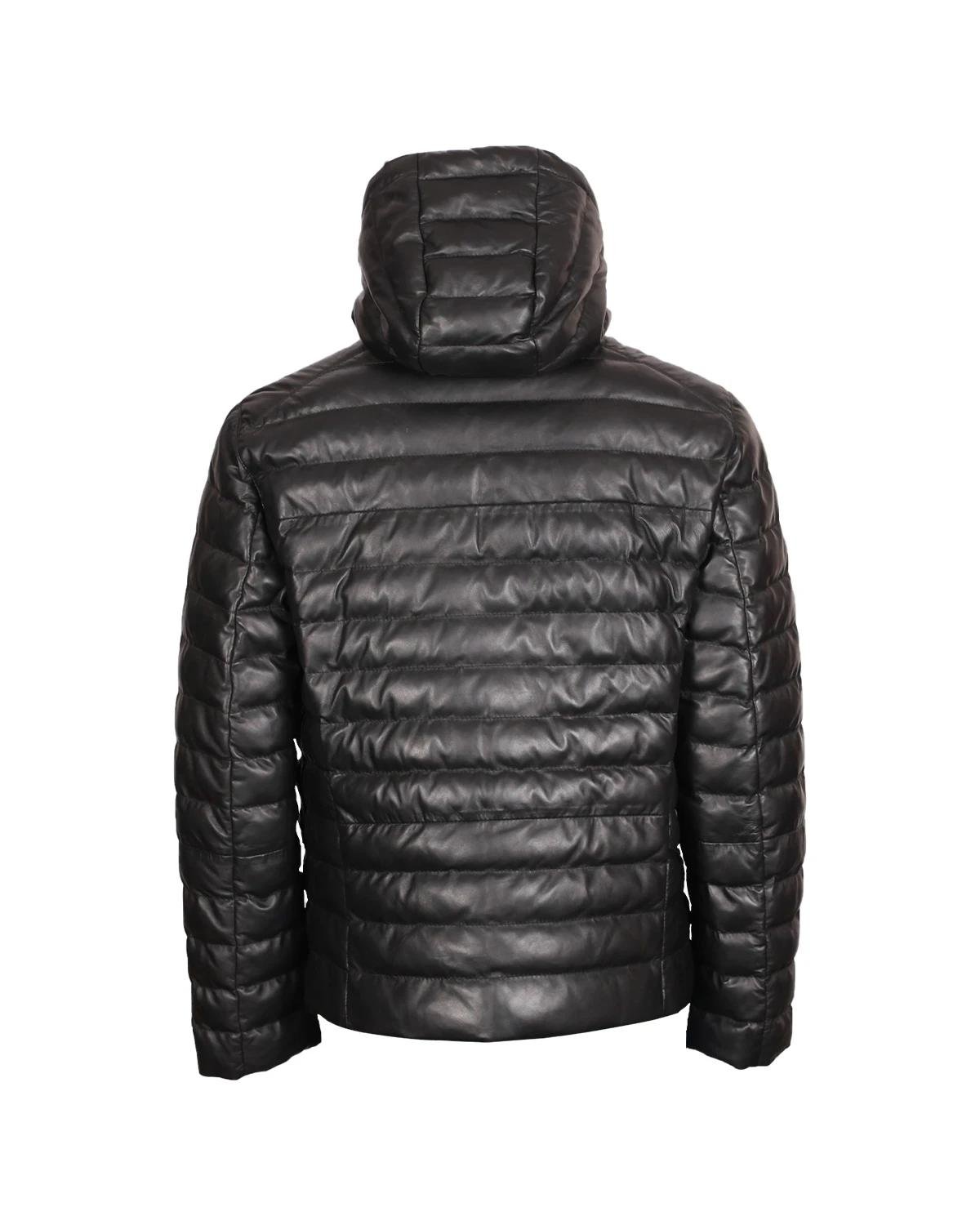 Logan_Hooded_Puffer_Leather_Jacket_74.jpeg Giacca in pelle di pecora con cappuccio da uomo, nera