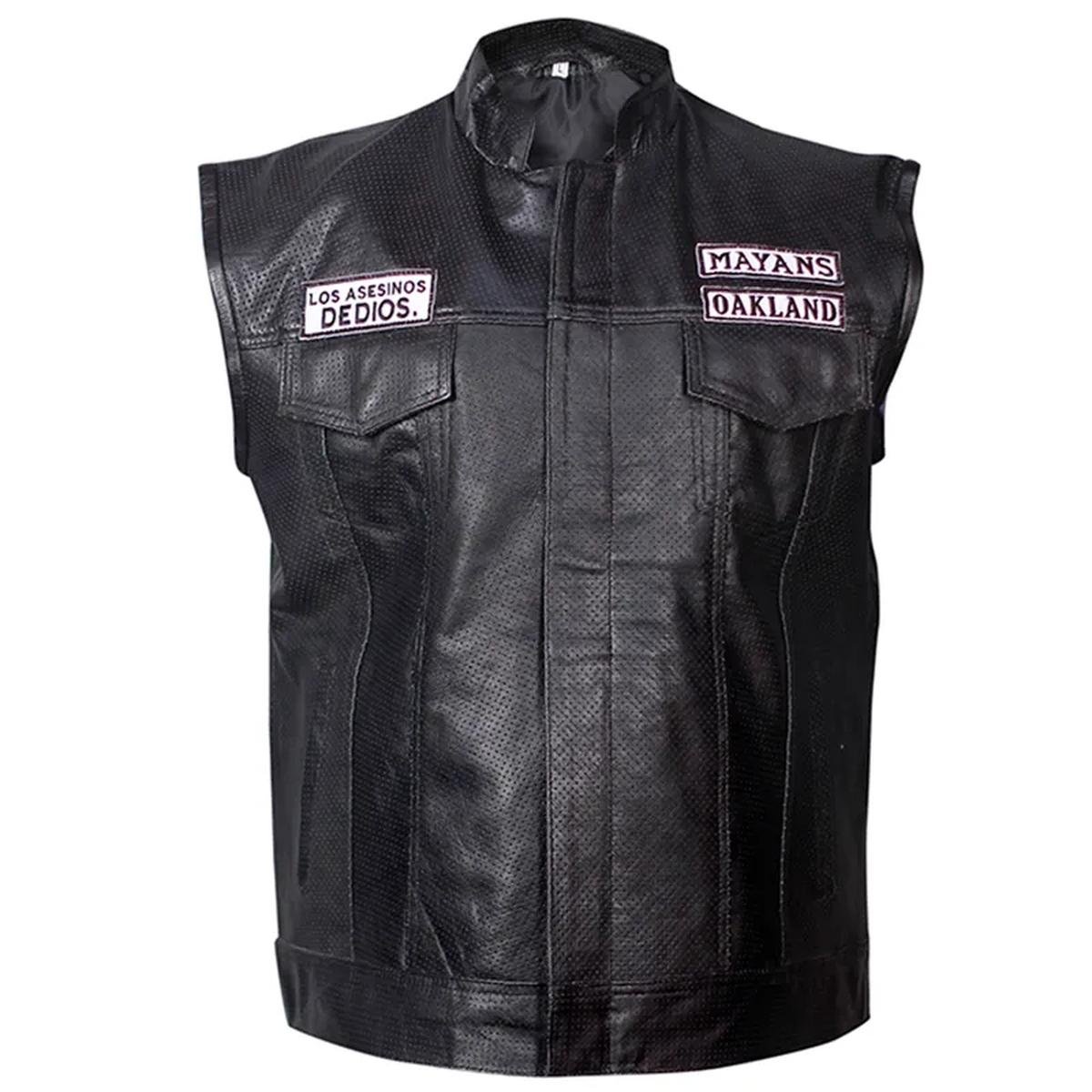M.C-Ezekiel-Reyes-Black-Vest-Mayan-Black-leather-vest.jpeg Gilet in pelle di pecora nera da uomo