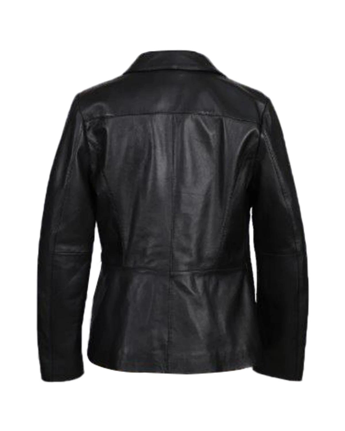 Maya_Leather_Blazer_25.jpeg Giacca in pelle di pecora Maya da donna, nera