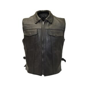 Gilet classico in pelle da uomo