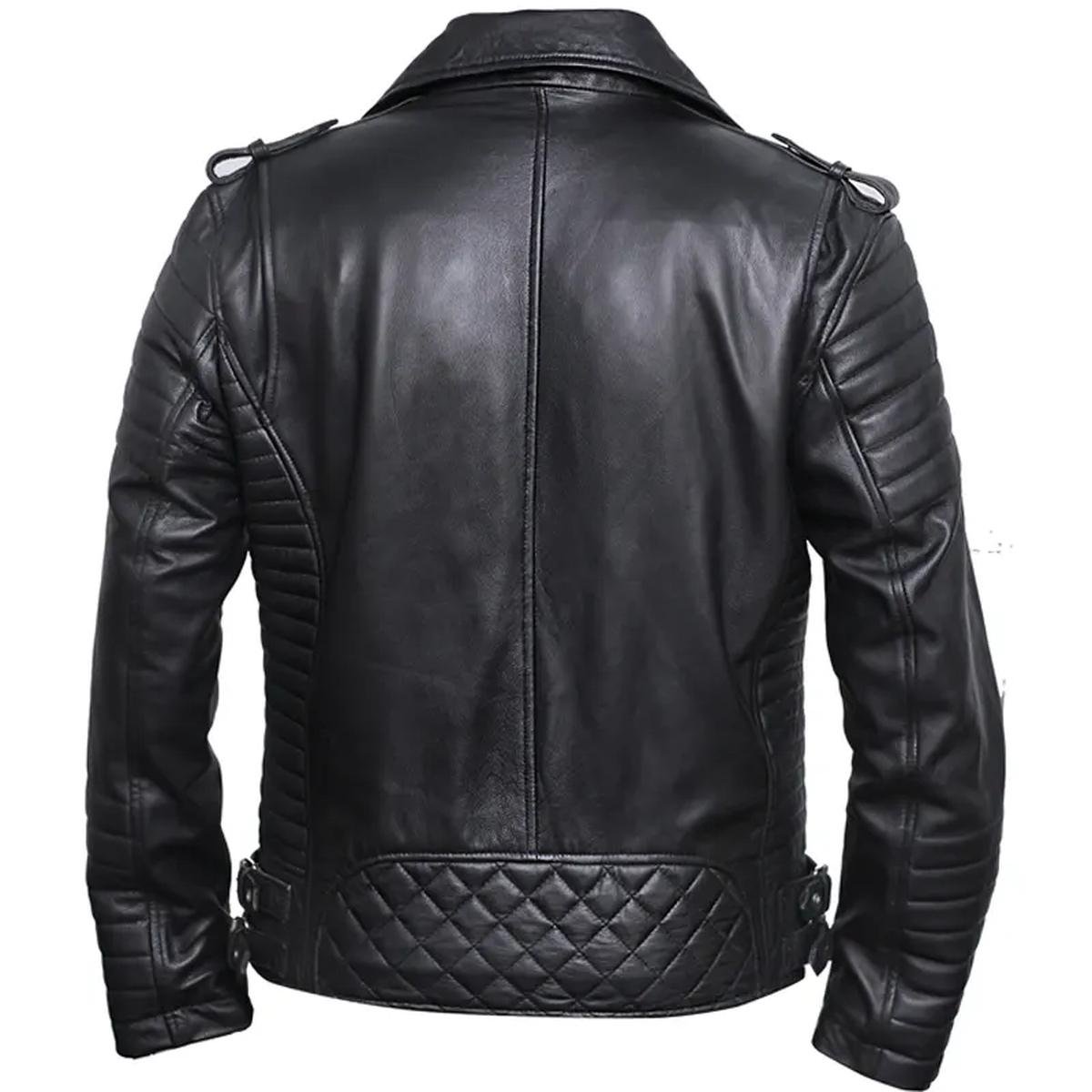 Men-Diamond-Grid-Quilted-Soft-Sheepskin-Leather-Black-Slim-Fit-Biker-Jacket.jpeg Giacca da motociclista in pelle con design a diamante nero da uomo