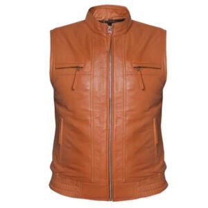 Gilet in pelle da motociclista da uomo, motociclista rocker