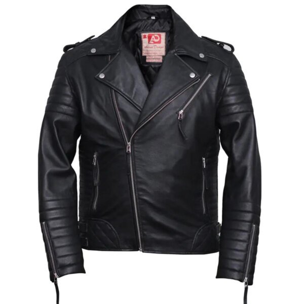 Mens-Black-Brando-Diamond-Design-Motorcycle-Leather-Jacket-600x600-2.jpeg Giacca da motociclista in pelle con design a diamante nero da uomo