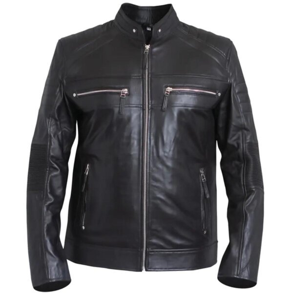Mens-Cafe-Racer-Black-Classic-Biker-Leather-Jacket-600x600-2.jpeg Giacca da motociclista in pelle nera classica da uomo, modello Cafe Racer