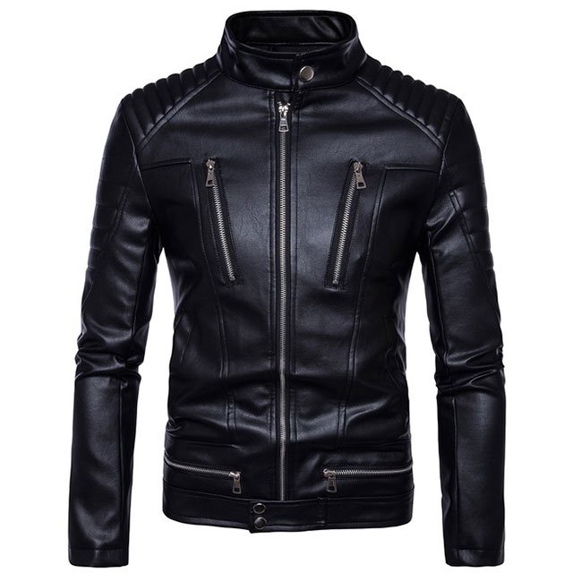 Mens-Casual-Slim-Fit-Lambskin-Leather-Biker-Jacket-1.jpg Giacca da motociclista in pelle di agnello casual slim fit da uomo