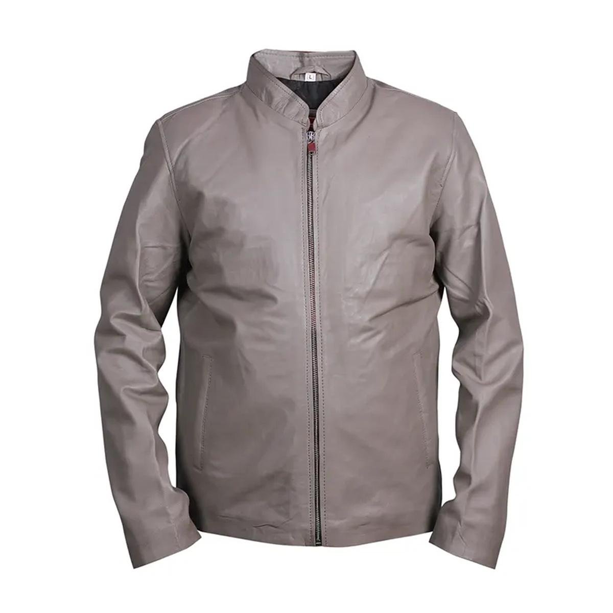 Mens-Grey-Cafe-Racer-Leather-Jacket.jpeg Giacca in pelle grigia da uomo in stile Café Racer