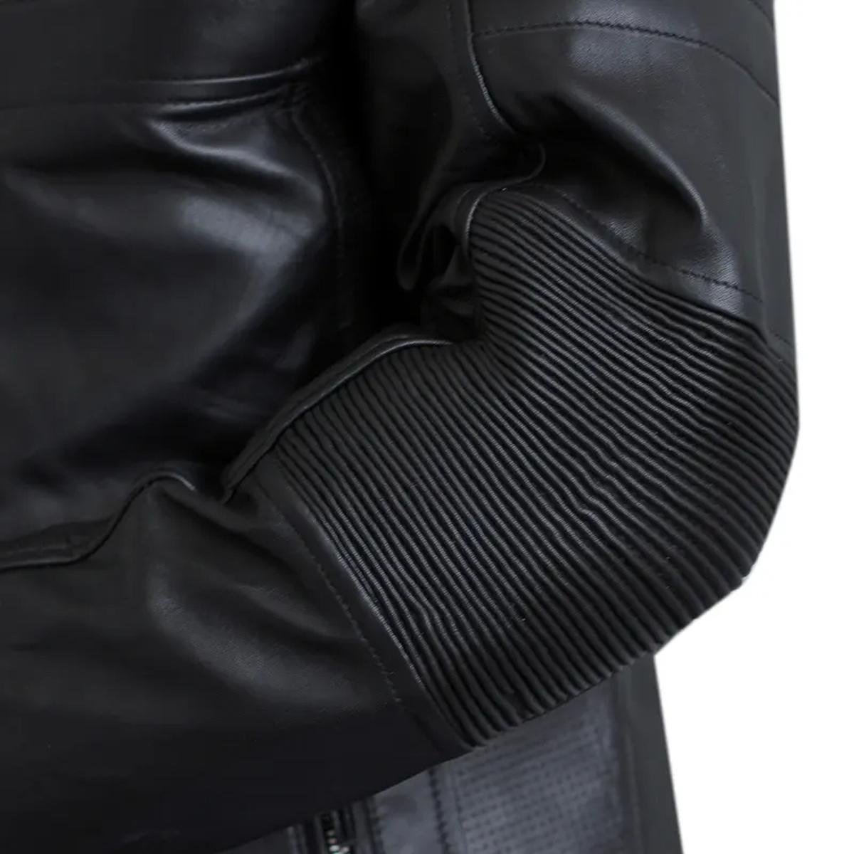 Mens-Jacket-Biker-Motorcycle-Real-Black.jpeg Giacca da motociclista in pelle nera classica da uomo, modello Cafe Racer