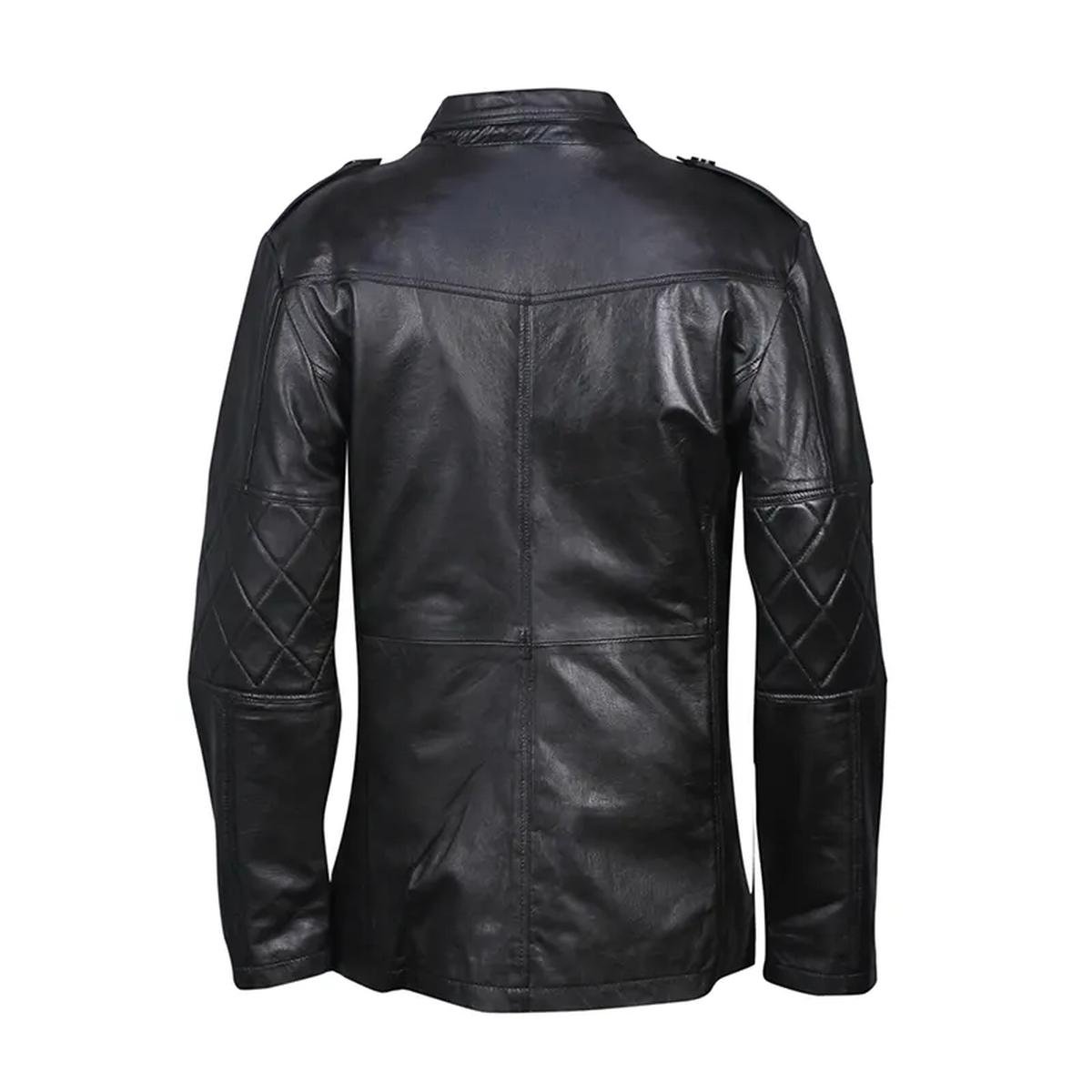 Mens-Real-Leather-Classic-Style-Peacoat.jpeg Cappotto da motociclista classico retrò in vera pelle