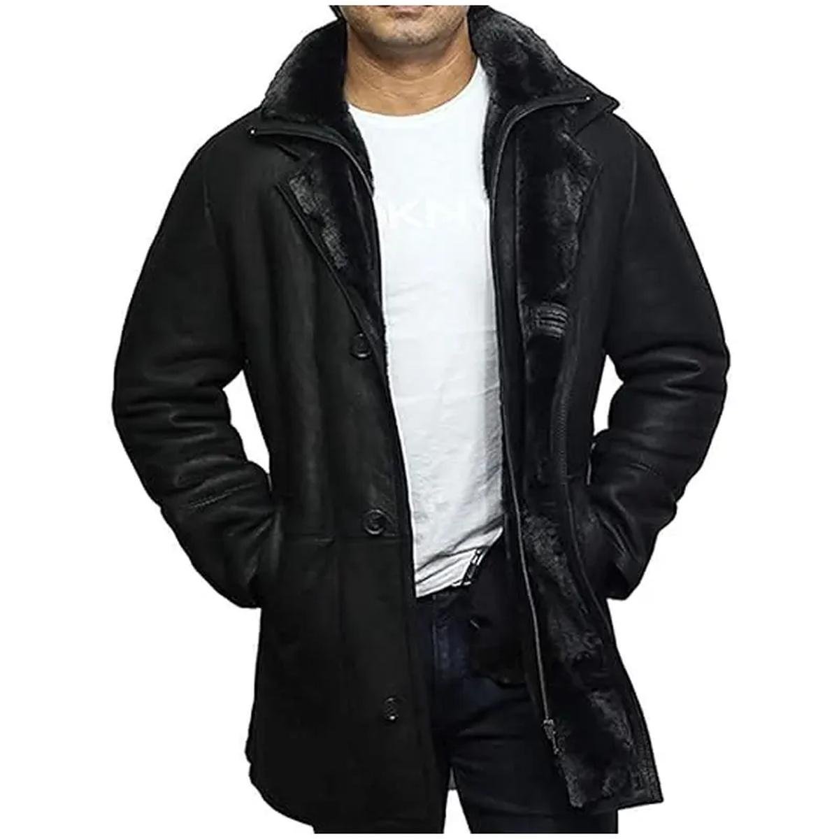 Mens-Real-Shearling-Sheepskin-Leather-Warm-Duffle-Trench-Coat.jpeg Trench in pelle di montone nera