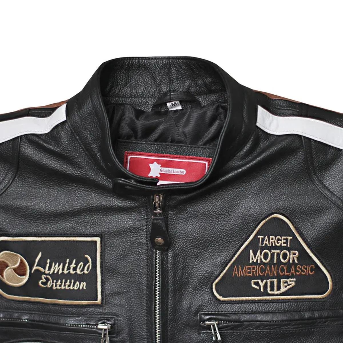 Mens-Slim-Fit-Moto-Riding-Leather-Jacket.jpeg Giacca in pelle di pecora nera American Classic Urban Motors da uomo