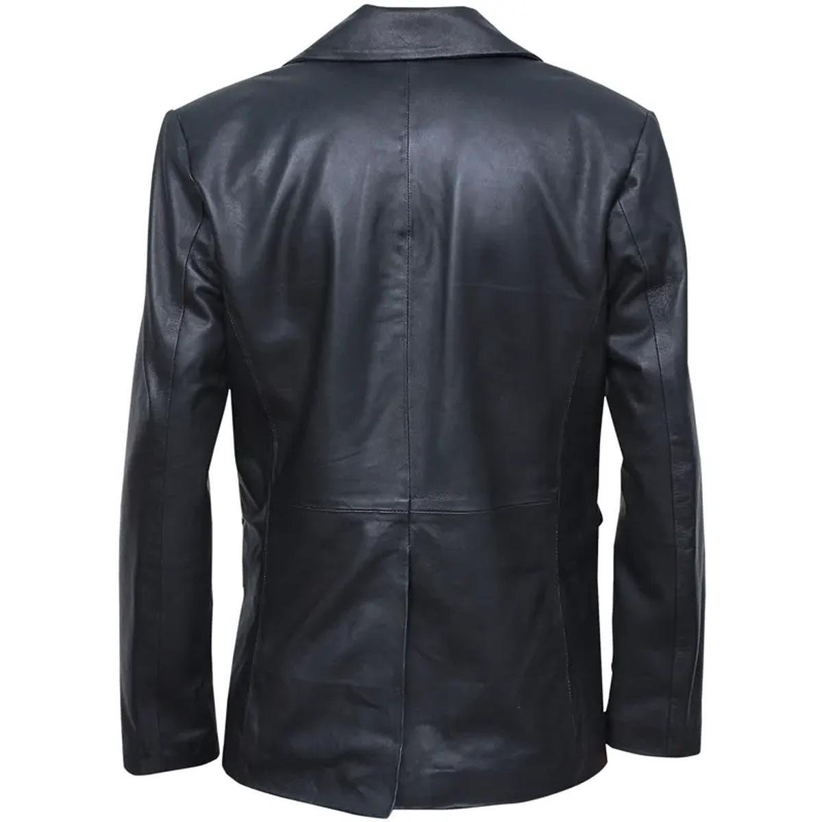 Mens-Two-Button-Smooth-Black-Leather-Blazer.jpeg Blazer da uomo in pelle nera a due bottoni