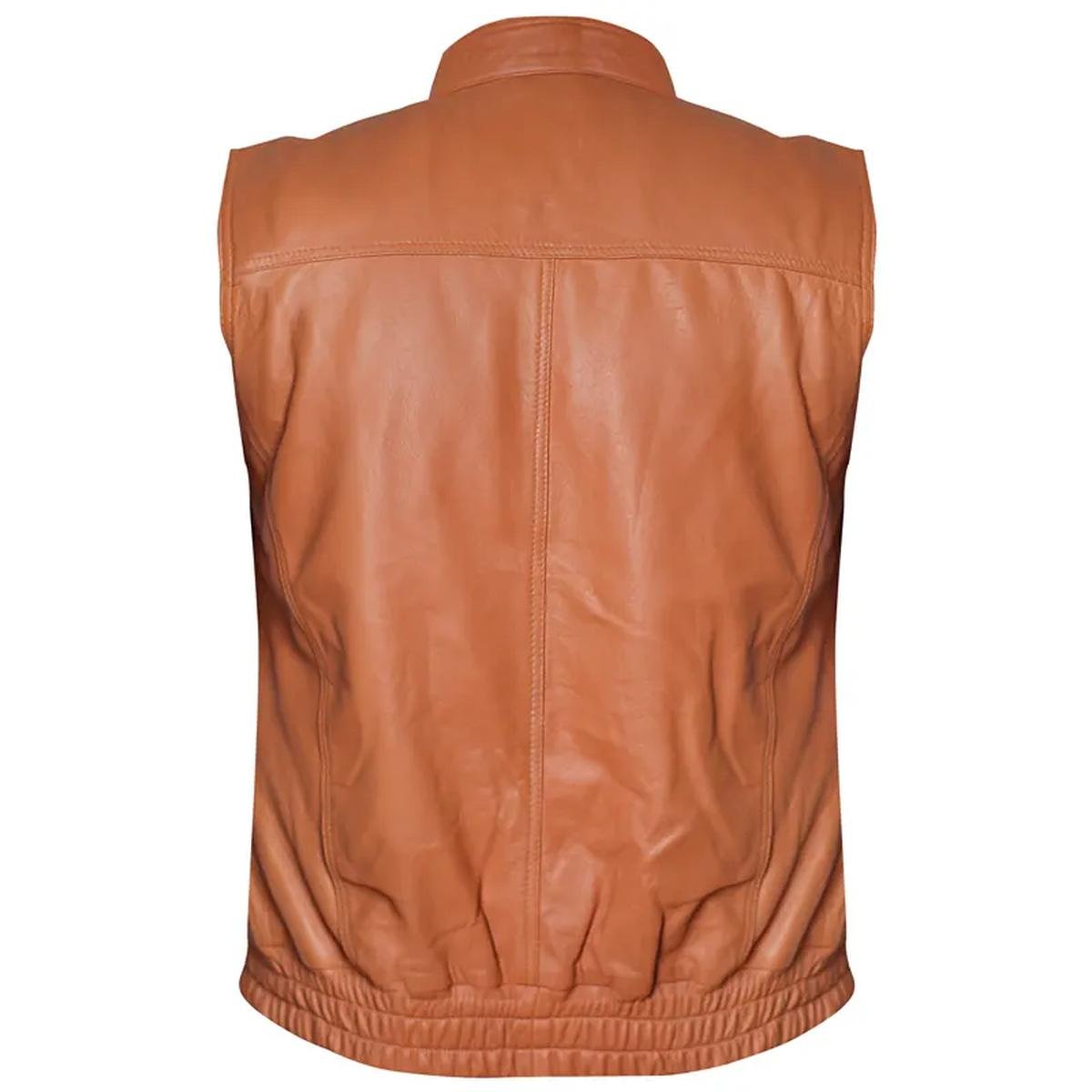 Moterbike-Retro-Cafe-Racer-Stylish-Genuine-Tan-leather-vest.jpeg Gilet in pelle da motociclista da uomo, motociclista rocker