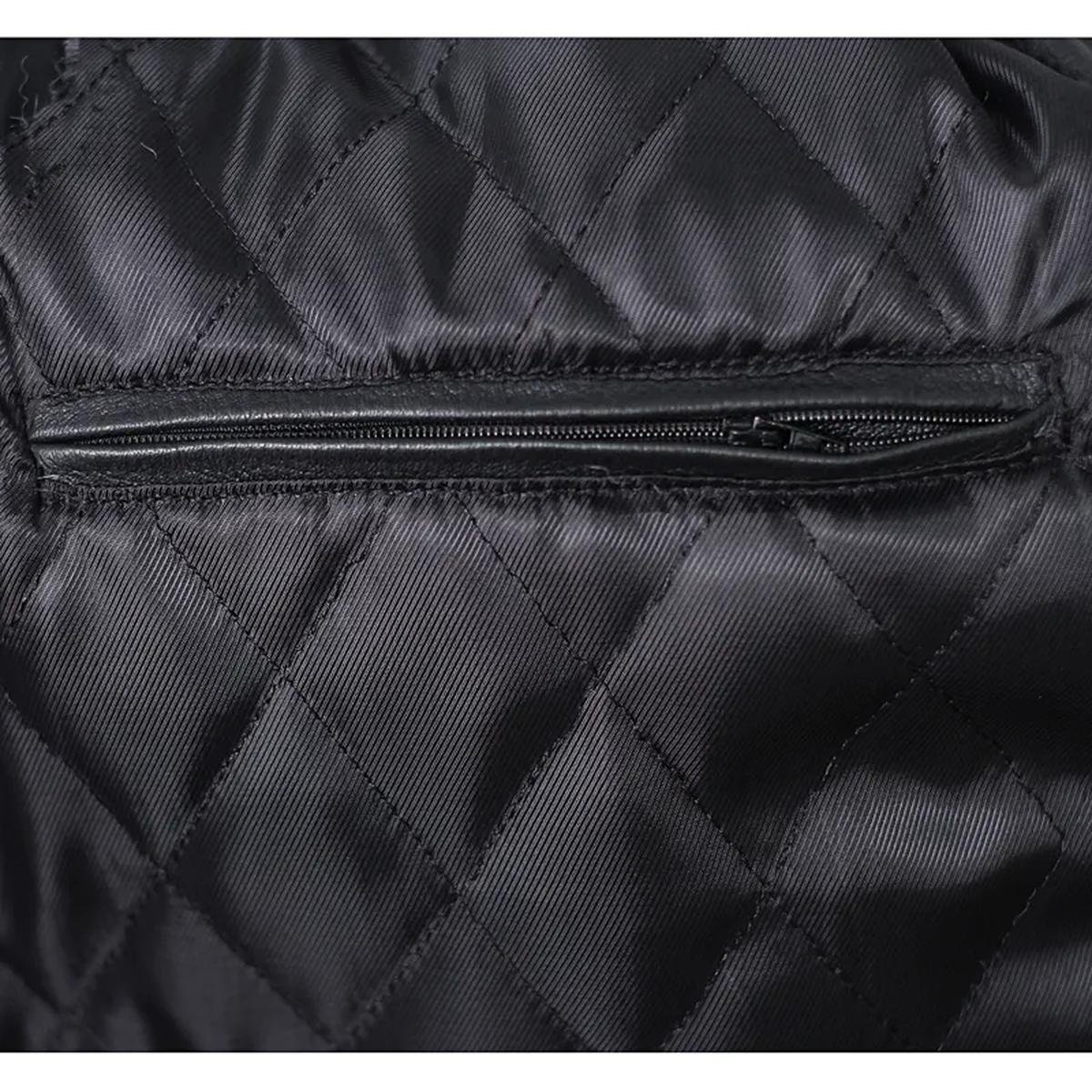 Quilted-Black-Mens-Motorcycle-Leather-jacket.jpeg Giacca da motociclista in pelle con design a diamante nero da uomo