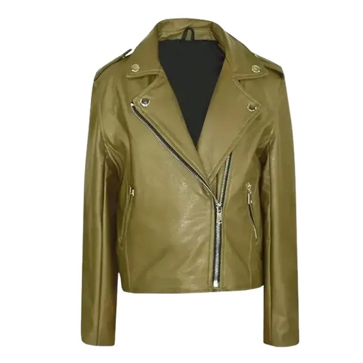 Sherry-Cola-Green-Jacket.jpeg Giacca da motociclista in pelle di pecora verde oliva da donna