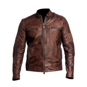 Elegante giacca in pelle da uomo Cafe Racer Mash