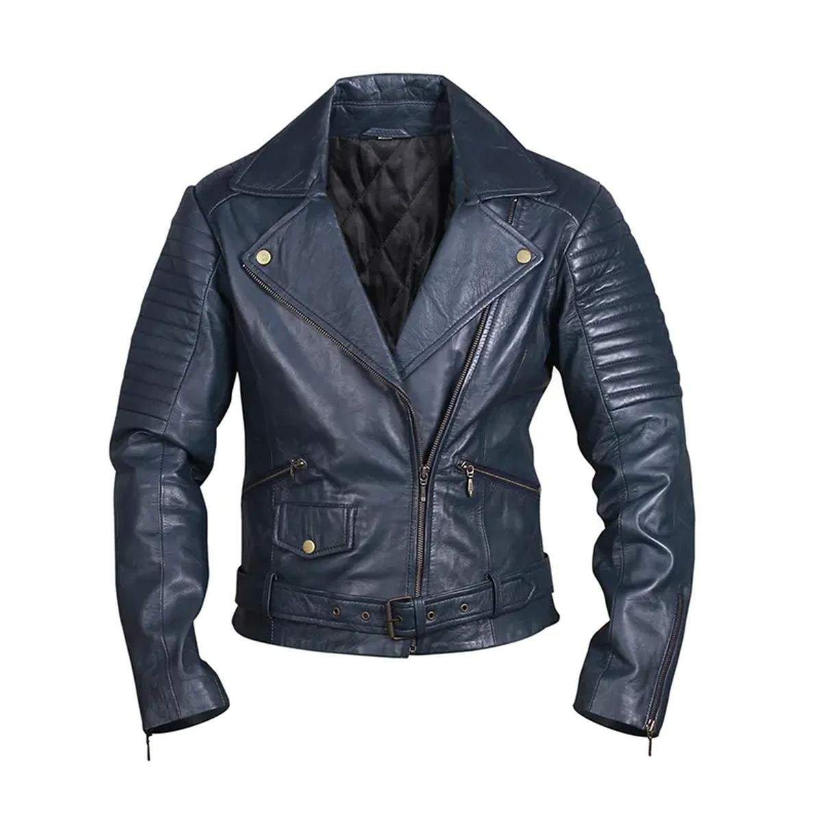 Womens-Classic-Motorcycle-Leather-Jacket.jpeg Giacca da motociclista classica in pelle da donna