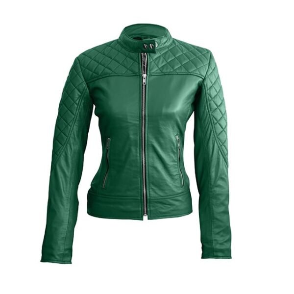 Womens-Green-Classy-Quilted-Biker-Leather-Jacket-600x600-1.jpg Giacca da motociclista in pelle trapuntata di classe da donna