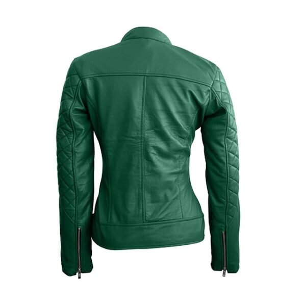 Womens-Green-Classy-Quilted-Biker-Leather-Jacket-Back-600x600-1.jpg Giacca da motociclista in pelle trapuntata di classe da donna