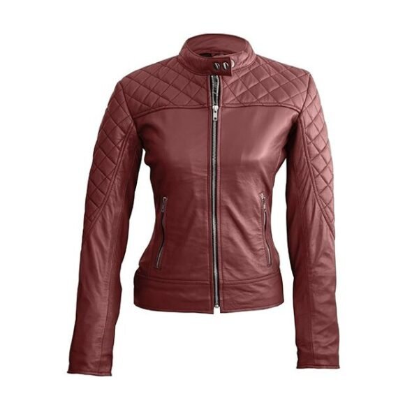 Womens-Maroon-Classy-Quilted-Biker-Leather-Jacket-600x600-1.jpg Giacca da motociclista in pelle trapuntata di classe da donna