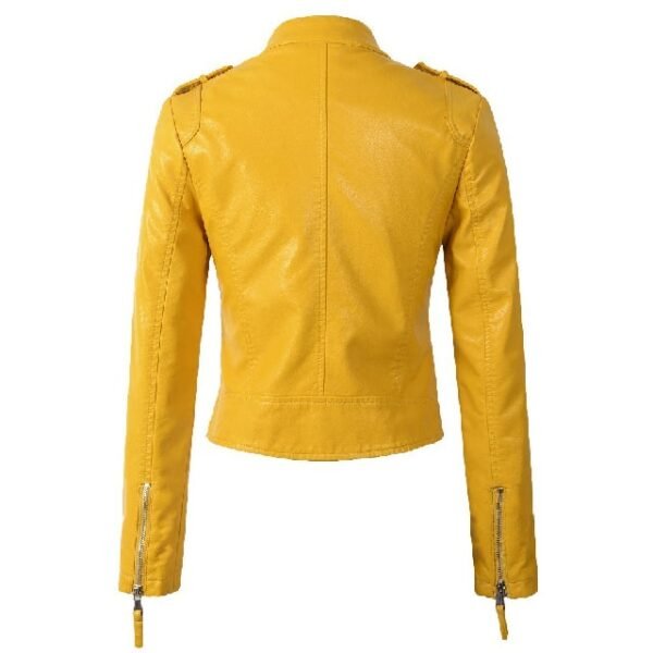 Yellow-Slim-Side-Zipper-Plain-Womens-Jacket-Leather-BaCK-600x600-1.jpg Giacca da donna in pelle gialla sottile con cerniera laterale semplice