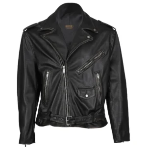 Giacca da motociclista in pelle di pecora con cintura da uomo