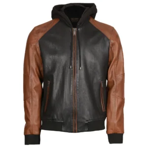 Giacca in pelle bicolore da uomo