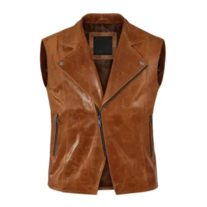 Gilet in pelle invecchiata da uomo