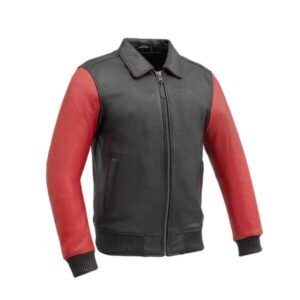 Giacca in pelle da uomo Moto Bomber bicolore