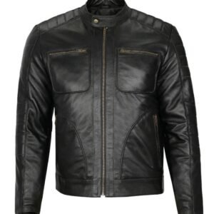Giacca in pelle da motociclista classica Anthony