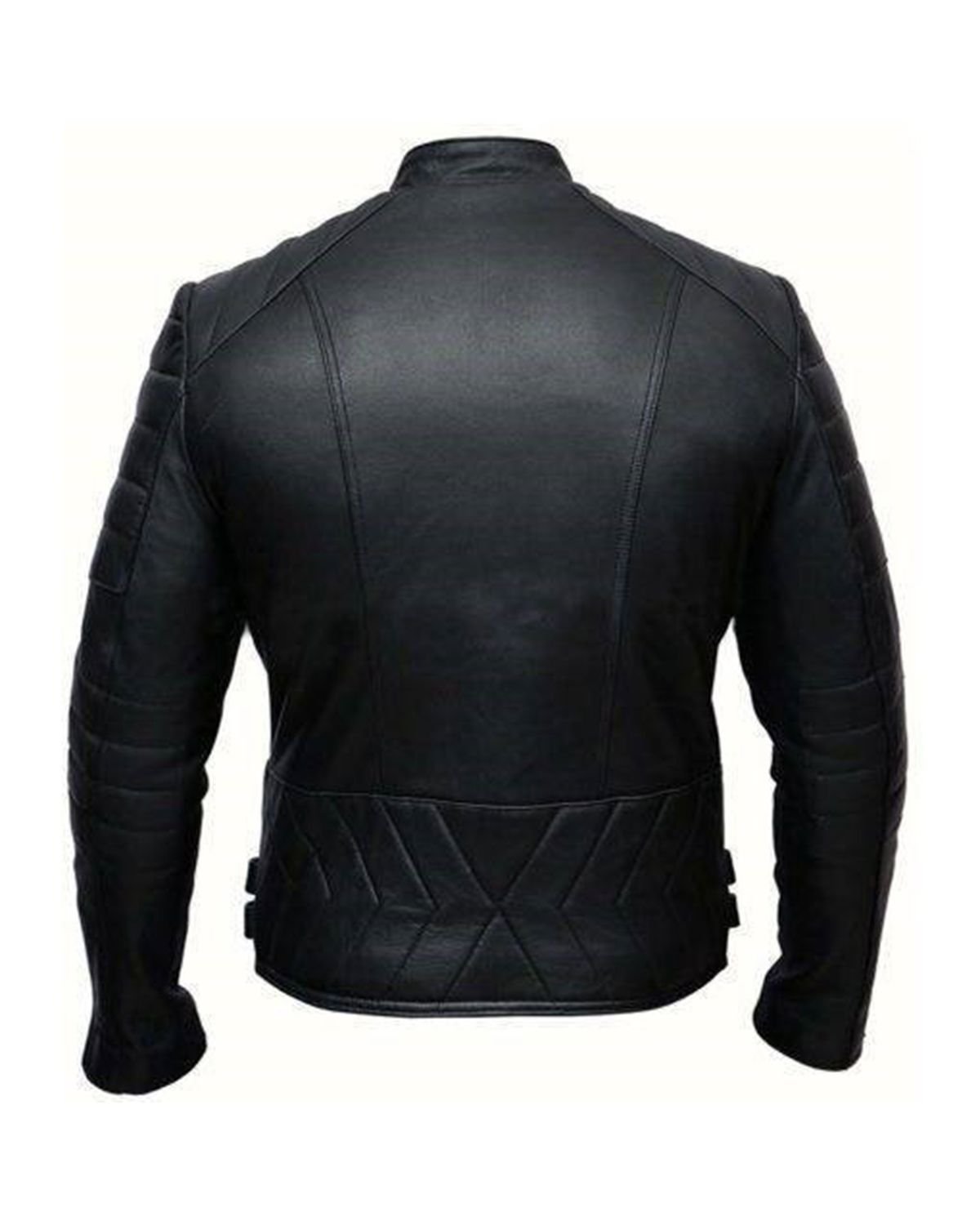 scin-13011-black-back.jpg Giacca da motociclista in pelle di pecora con cerniera incrociata nera da uomo