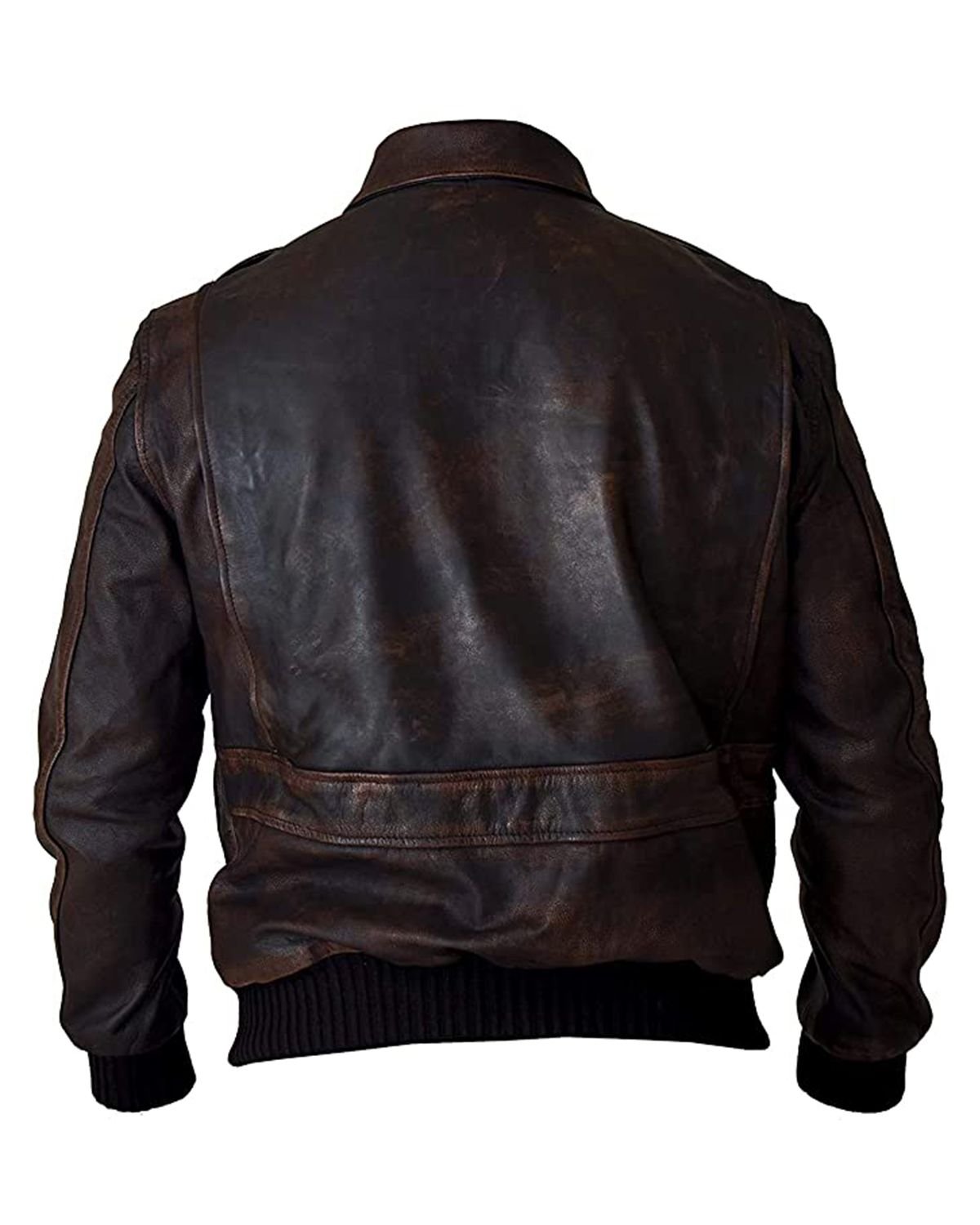 scin-13046-darkbrown-back.jpg Giacca militare in pelle da aviatore da uomo, modello Pilot A2 Bomber