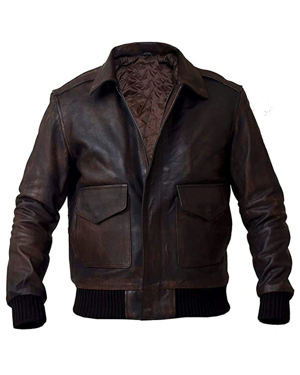 scin-13046-darkbrown.jpg Giacca militare in pelle da aviatore da uomo, modello Pilot A2 Bomber