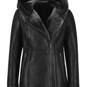Giacca lunga in pelle Deborah Shearling